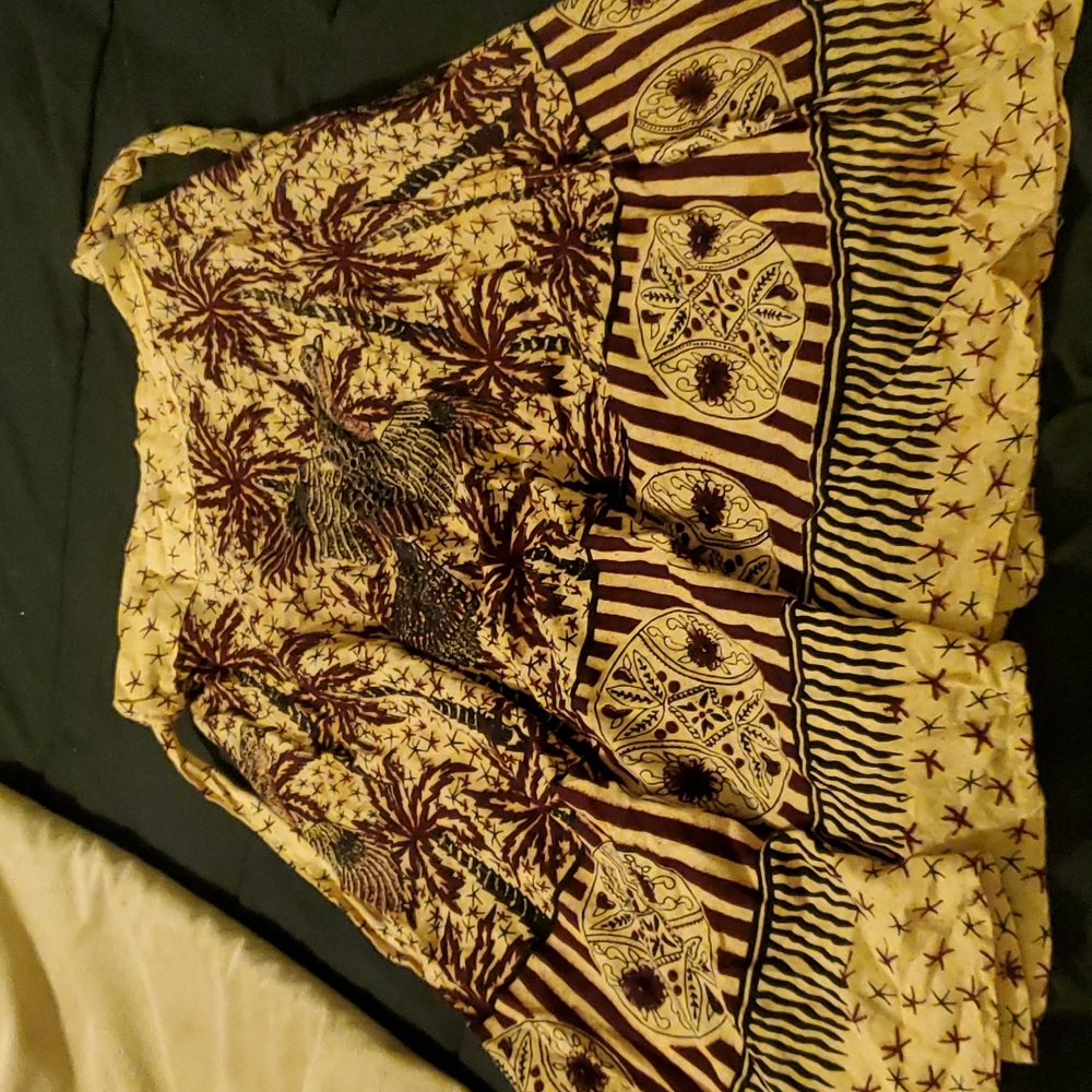 Vintage bohemian tiki wrap skirt